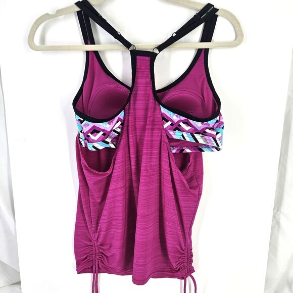 Women's UnXposed Swimsuit Top Size S Purple Multicolor Layered Sports Bra Tank - Picture 5 of 11